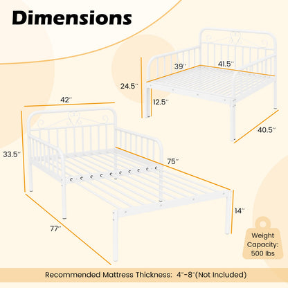 Extendable Metal Daybed To Twin Size Bed, White Bunk Bed Frame at Gallery Canada