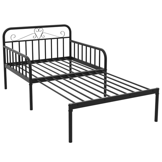 Extendable Metal Daybed To Twin Size, With Guardrails And Armrests, Black Bunk Bed Frame Black at Gallery Canada
