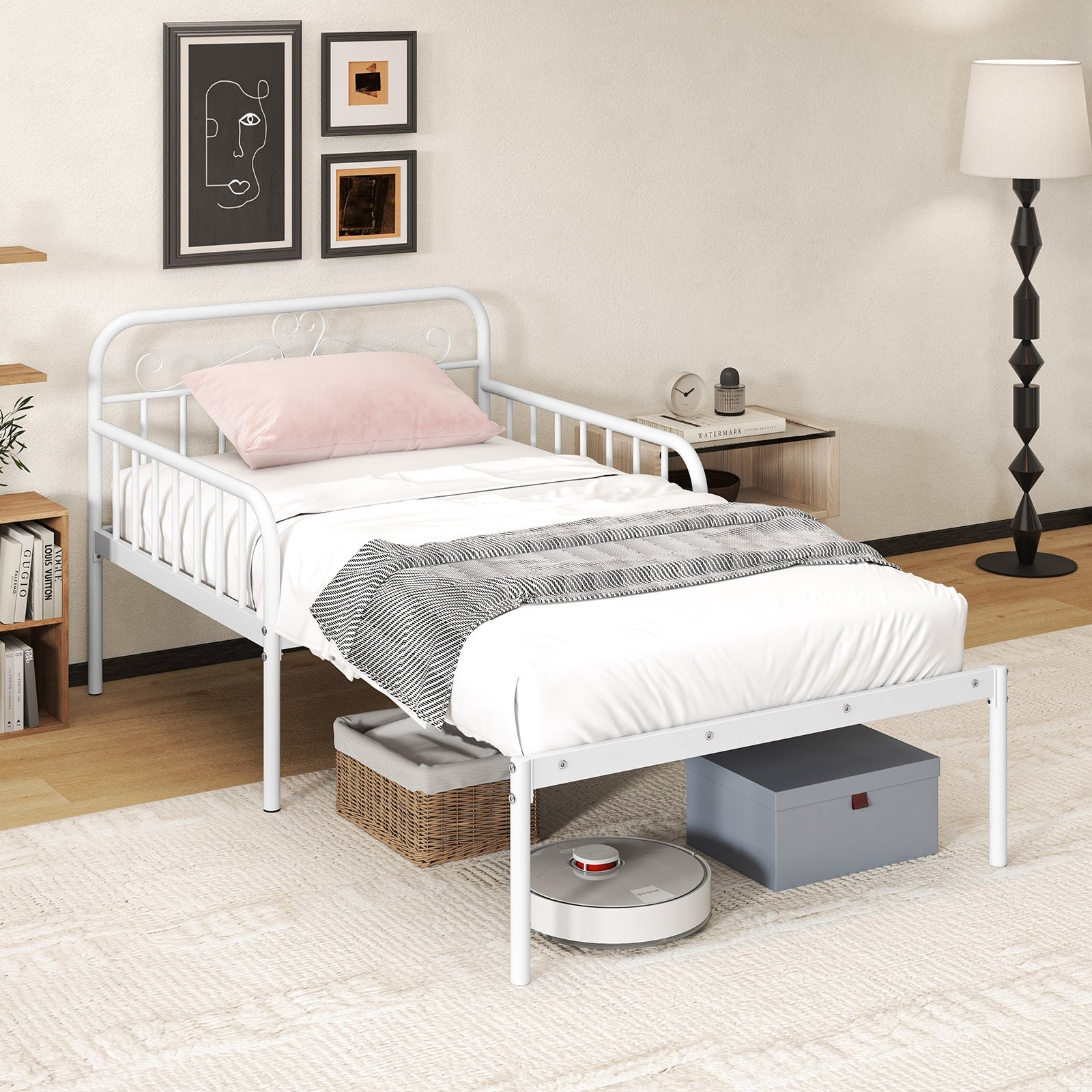 Extendable Metal Daybed To Twin Size Bed, White Bunk Bed Frame at Gallery Canada