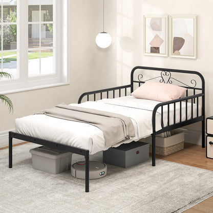 Extendable Metal Daybed To Twin Size, With Guardrails And Armrests, Black Bunk Bed Frame at Gallery Canada