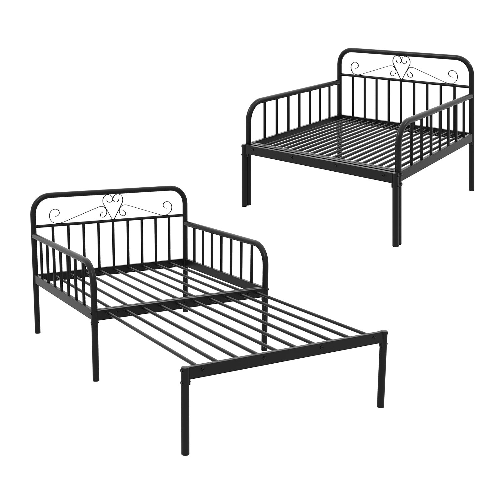 Extendable Metal Daybed To Twin Size, With Guardrails And Armrests, Black Bunk Bed Frame at Gallery Canada
