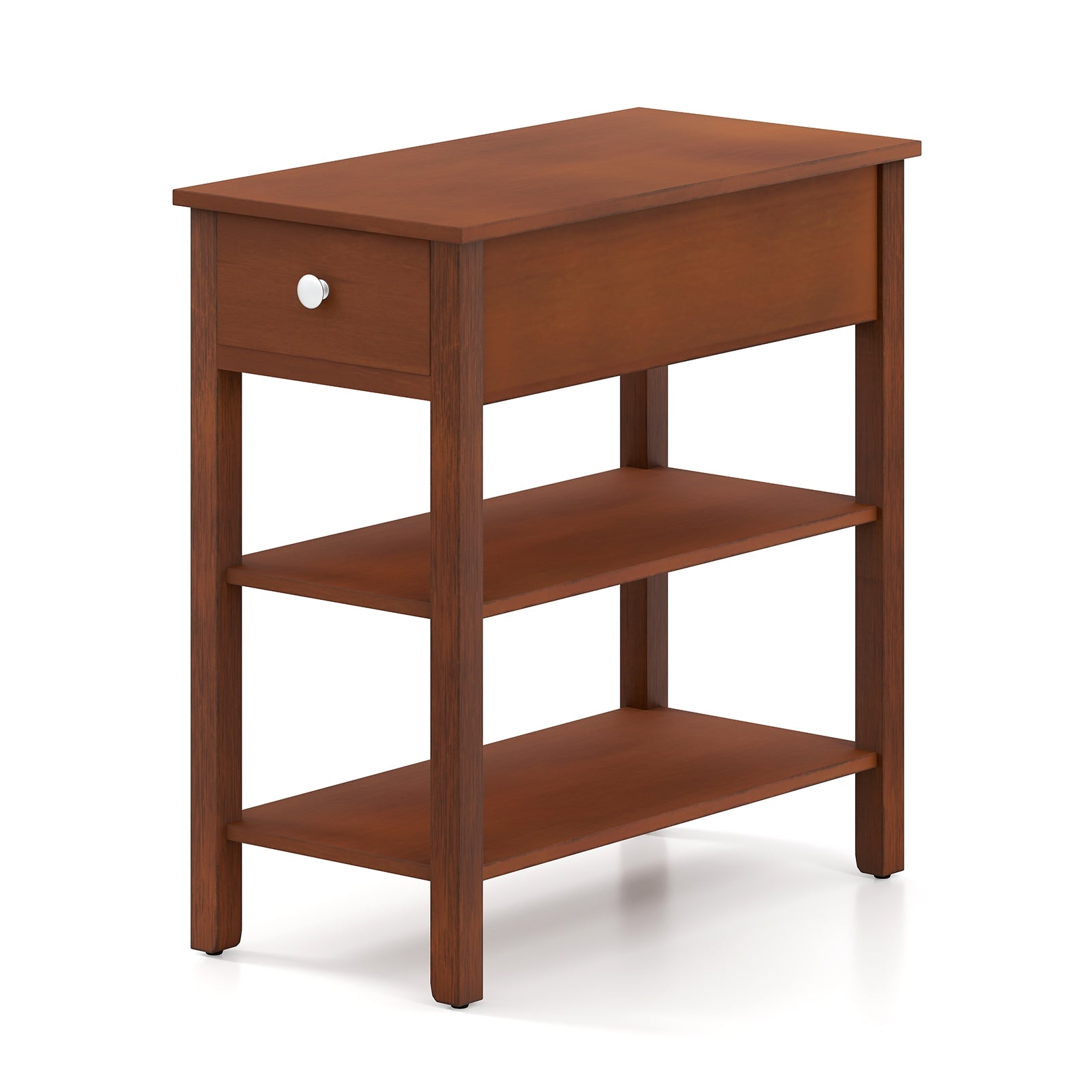 3-Tier Narrow End Table With Drawer, Storage Shelves, Brown End & Side Tables Brown at Gallery Canada