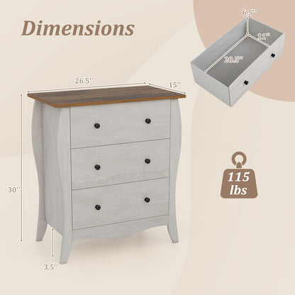 Bedroom Dresser, 3 Folding Fabric Drawers, Anti-Tipping Kit, Gray Nightstands at Gallery Canada