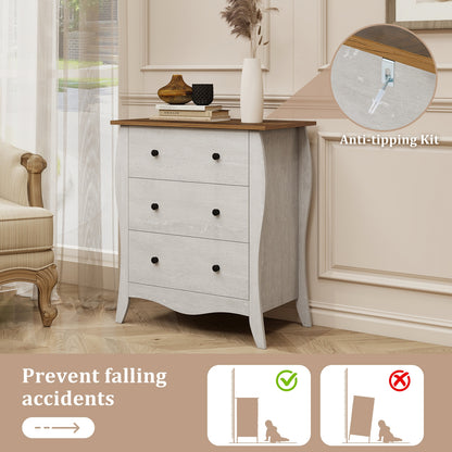 Bedroom Dresser, 3 Folding Fabric Drawers, Anti-Tipping Kit, Gray Nightstands at Gallery Canada