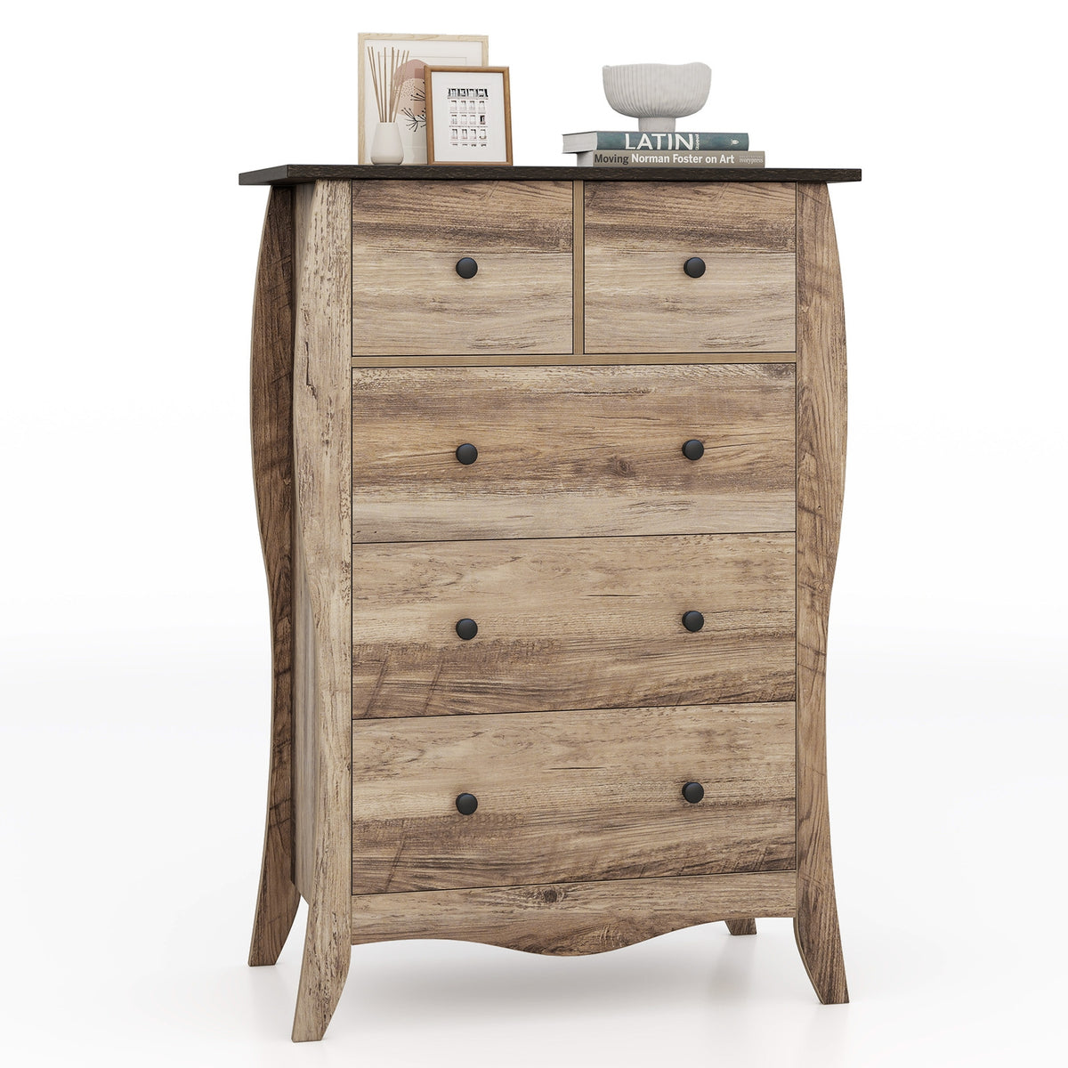 Closet Storage Organizer, 5 Fabric Drawers, Anti-Tipping Kit, Brown Nightstands at Gallery Canada