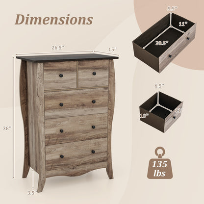 Closet Storage Organizer, 5 Fabric Drawers, Anti-Tipping Kit, Brown Nightstands at Gallery Canada