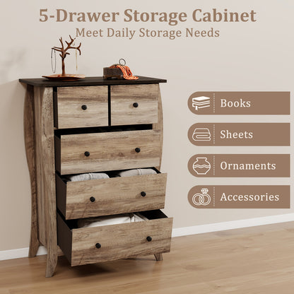 Closet Storage Organizer, 5 Fabric Drawers, Anti-Tipping Kit, Brown Nightstands at Gallery Canada