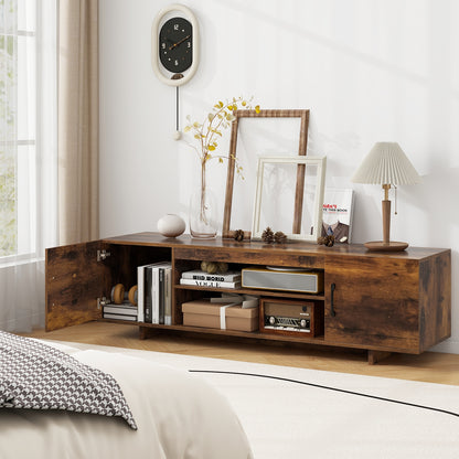 TV Stand With Power Outlet, 2 Cable Holes, 65 Inch, Rustic Brown Entertainment Centers & TV Stands at Gallery Canada