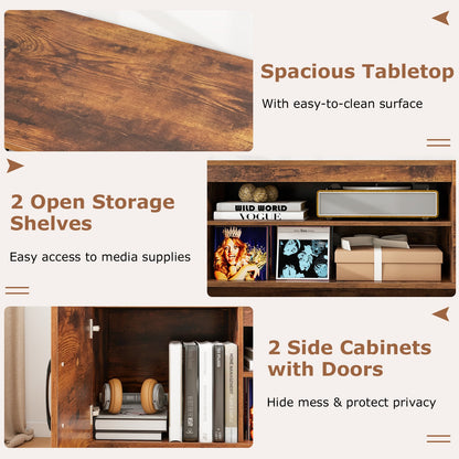 TV Stand With Power Outlet, 2 Cable Holes, 65 Inch, Rustic Brown Entertainment Centers & TV Stands at Gallery Canada