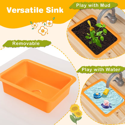 Kids Mud Kitchen Playset, Fir Wood, Planting Pots, Blackboards, Natural Play Kitchen Sets at Gallery Canada