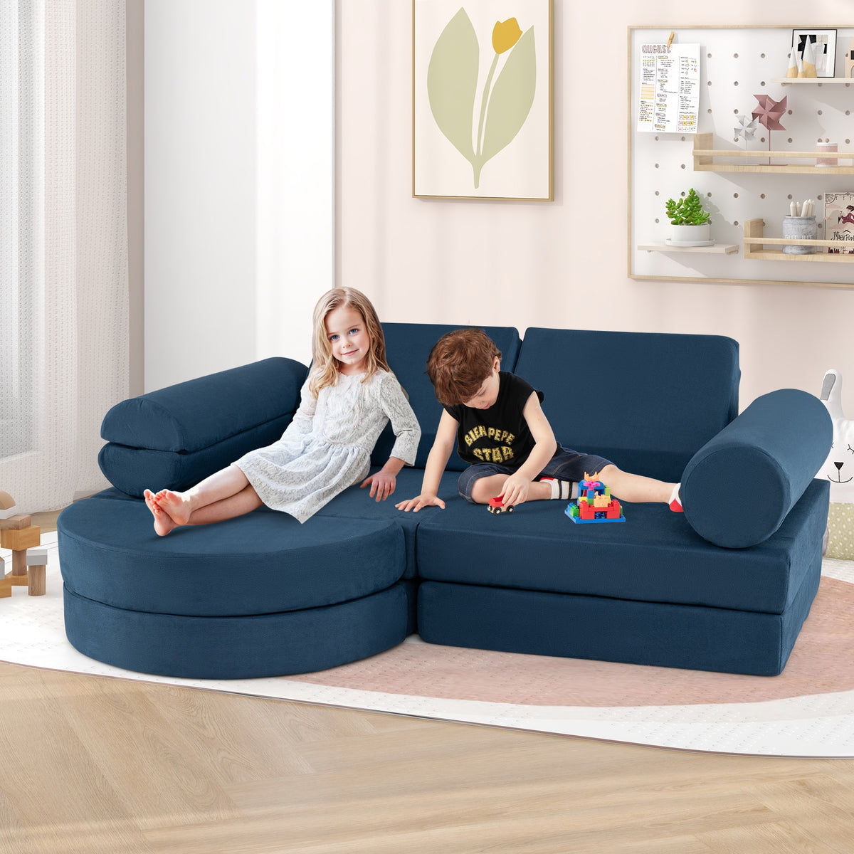 Modular Kids Play Couch, 13 Pieces, Blue Kids Chairs & Seating at Gallery Canada