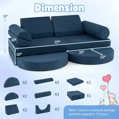 Modular Kids Play Couch, 13 Pieces, Blue Kids Chairs & Seating at Gallery Canada