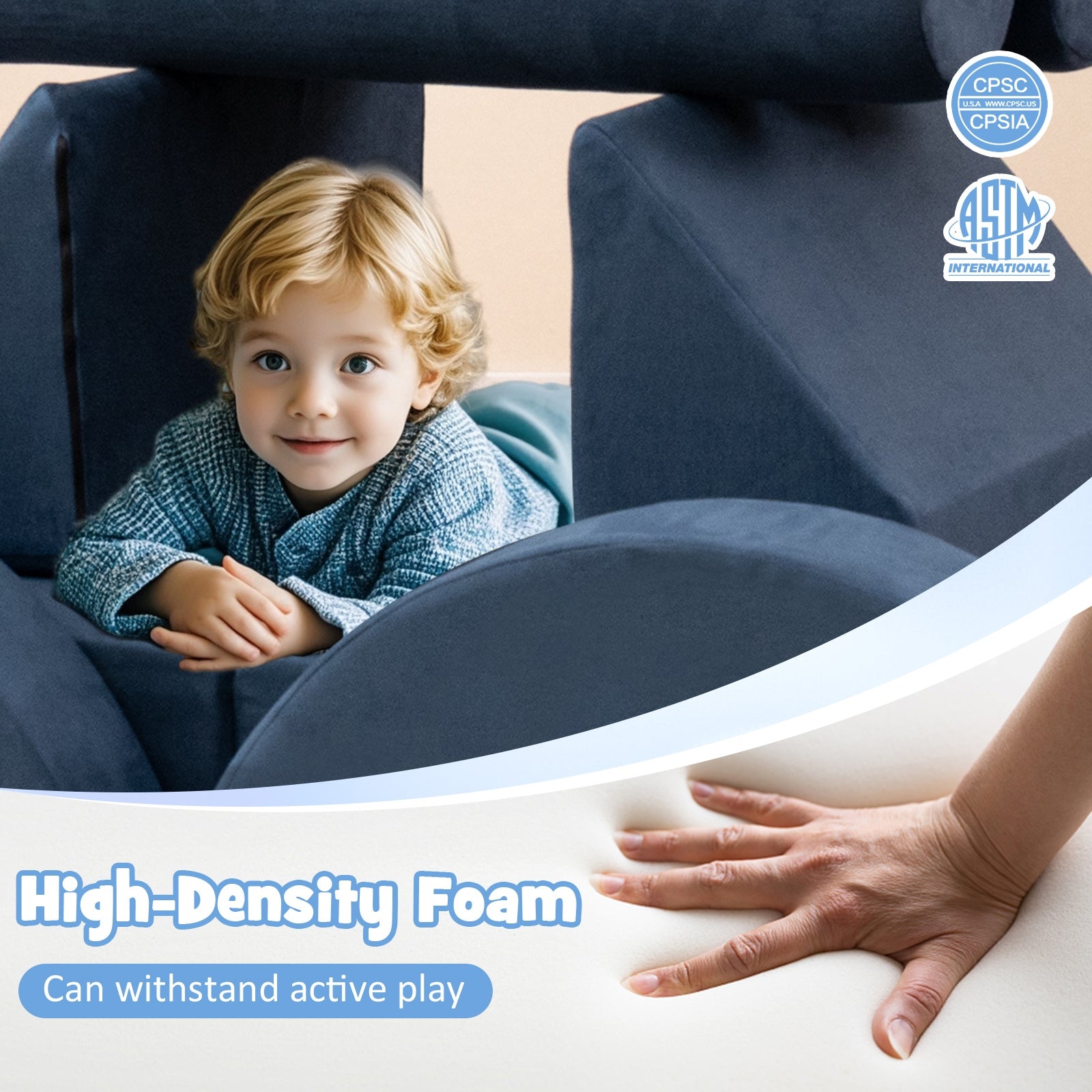 Modular Kids Play Couch, 13 Pieces, Blue Kids Chairs & Seating at Gallery Canada