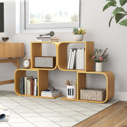 2-Tier S-Shaped Bamboo Bookcase, 2 Open Cubes, Natural Bookcases at Gallery Canada