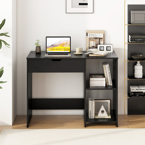 Computer Desk With Hidden Compartment, Black