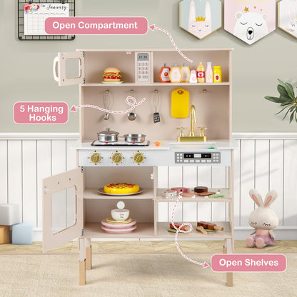 Adjustable Play Kitchen With Microwave, Lights, Sounds, Pink Play Kitchen Sets at Gallery Canada