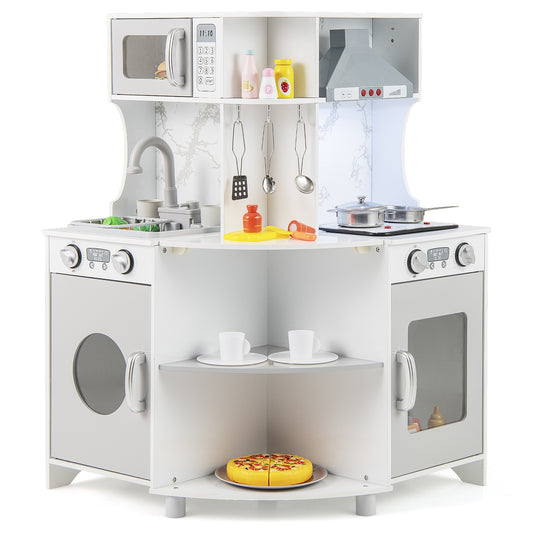 Kids Corner Wooden Play Kitchen, Gray Play Kitchen Sets Gray at Gallery Canada