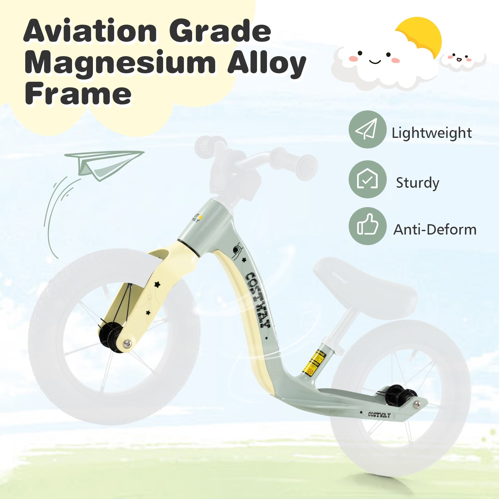 12-Inch Balance Bike, Adjustable Seat, Rotatable Handlebar, Green Balance Bikes at Gallery Canada