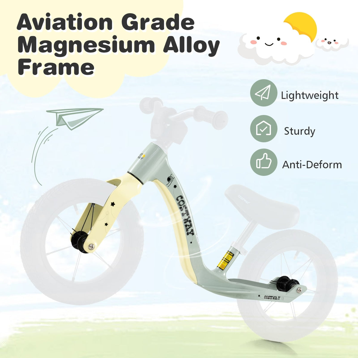12-Inch Balance Bike, Adjustable Seat, Rotatable Handlebar, Green Balance Bikes at Gallery Canada