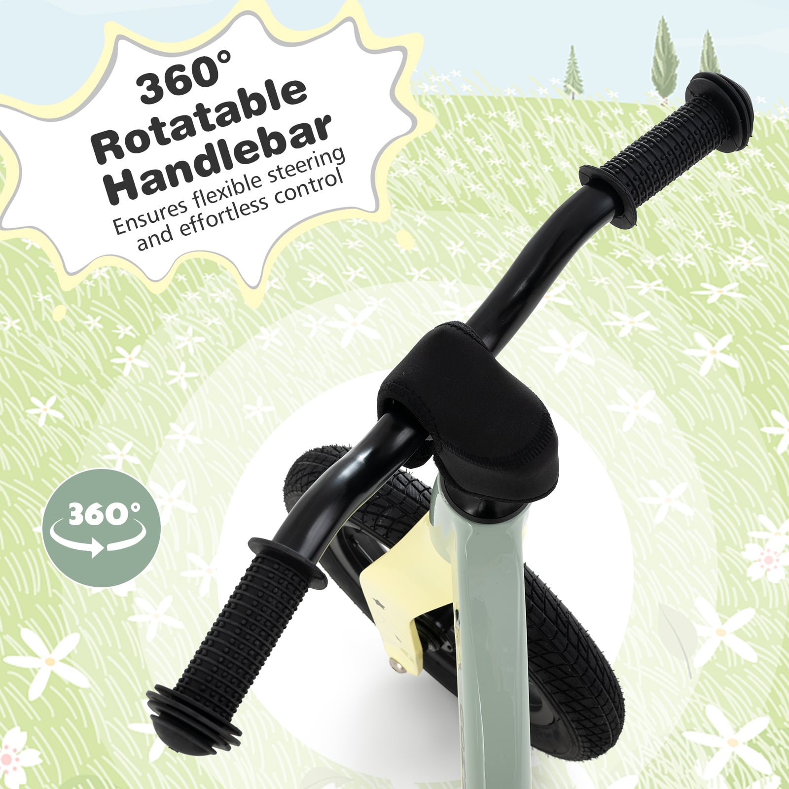 12-Inch Balance Bike, Adjustable Seat, Rotatable Handlebar, Green Balance Bikes at Gallery Canada