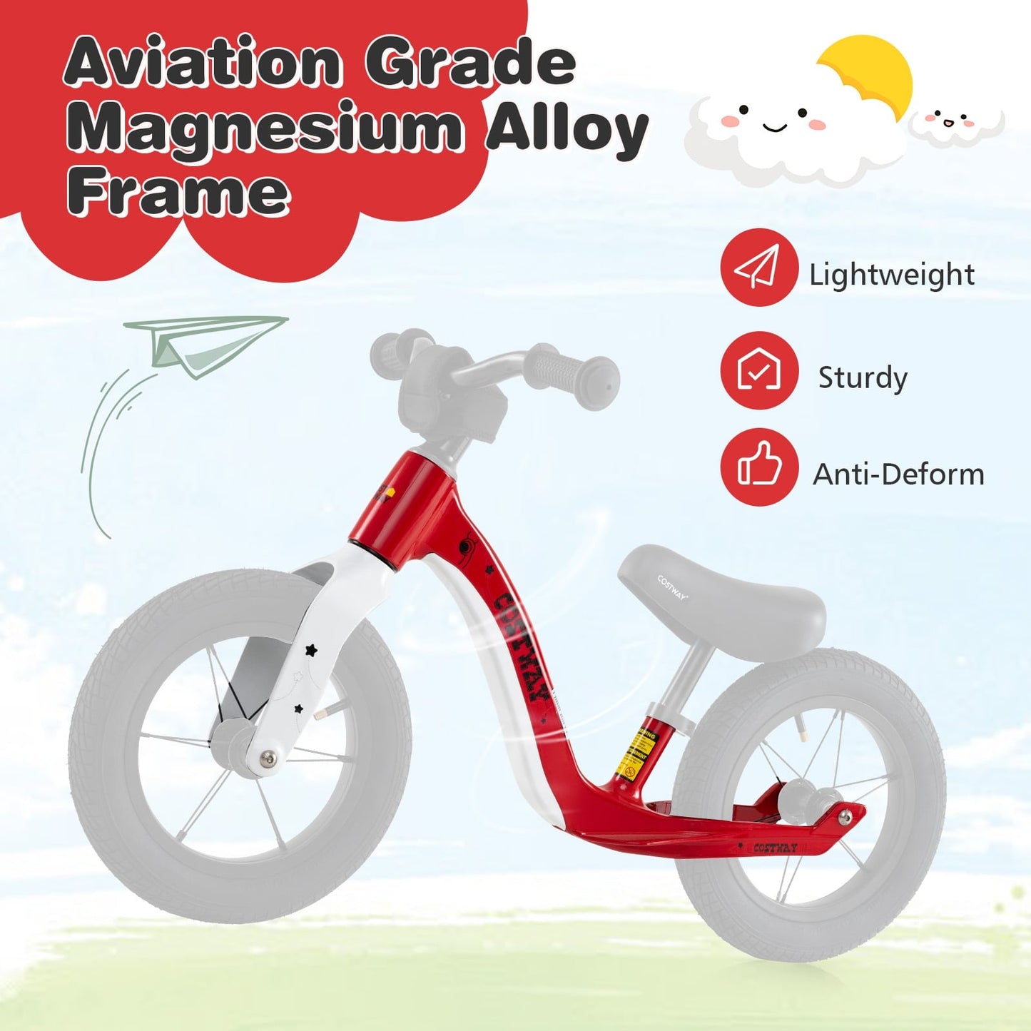 12-Inch Balance Bike, Adjustable Seat, Rotatable Handlebar, Red Balance Bikes at Gallery Canada