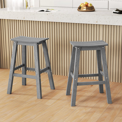 29 Inch HDPE Patio Bar Stool Set Of 2, Gray Bar Stools at Gallery Canada