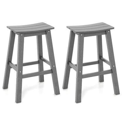 29 Inch HDPE Patio Bar Stool Set Of 2, Gray Bar Stools at Gallery Canada