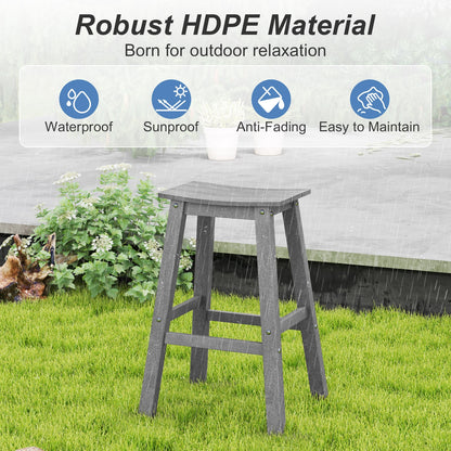 29 Inch HDPE Patio Bar Stool Set Of 2, Gray Bar Stools at Gallery Canada