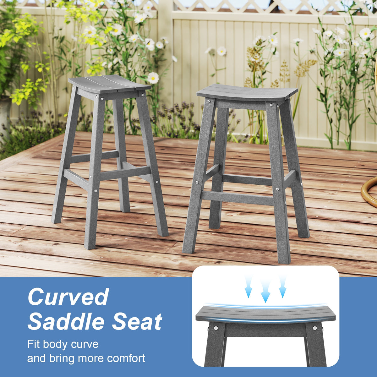 29 Inch HDPE Patio Bar Stool Set Of 2, Gray Bar Stools at Gallery Canada