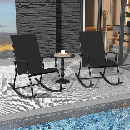 2 Outdoor Rocking Chairs, Breathable Backrest, Black Patio Rocking Chairs & Gliders at Gallery Canada