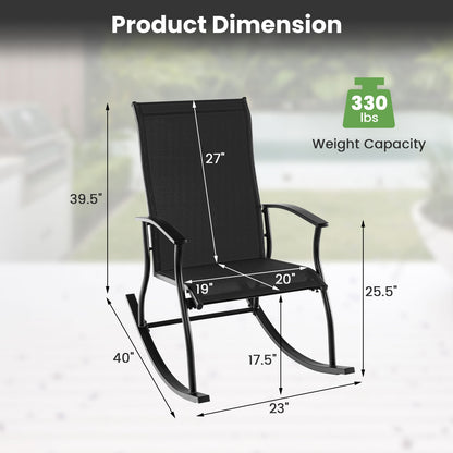 2 Outdoor Rocking Chairs, Breathable Backrest, Black Patio Rocking Chairs & Gliders at Gallery Canada