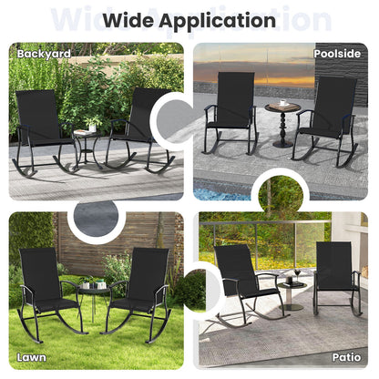 2 Outdoor Rocking Chairs, Breathable Backrest, Black Patio Rocking Chairs & Gliders at Gallery Canada