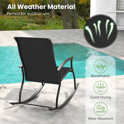 2 Outdoor Rocking Chairs, Breathable Backrest, Black Patio Rocking Chairs & Gliders at Gallery Canada