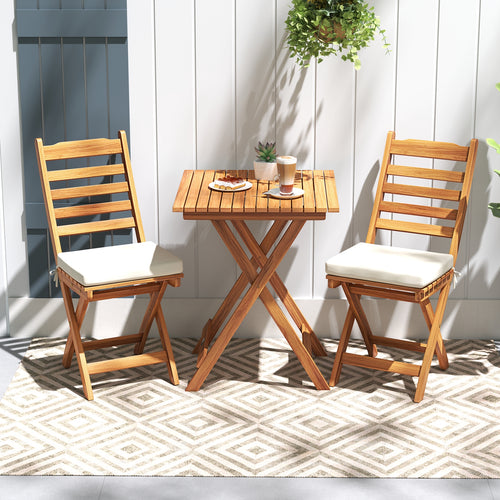 Folding Chair Table Set, Soft Seat Cushions, White