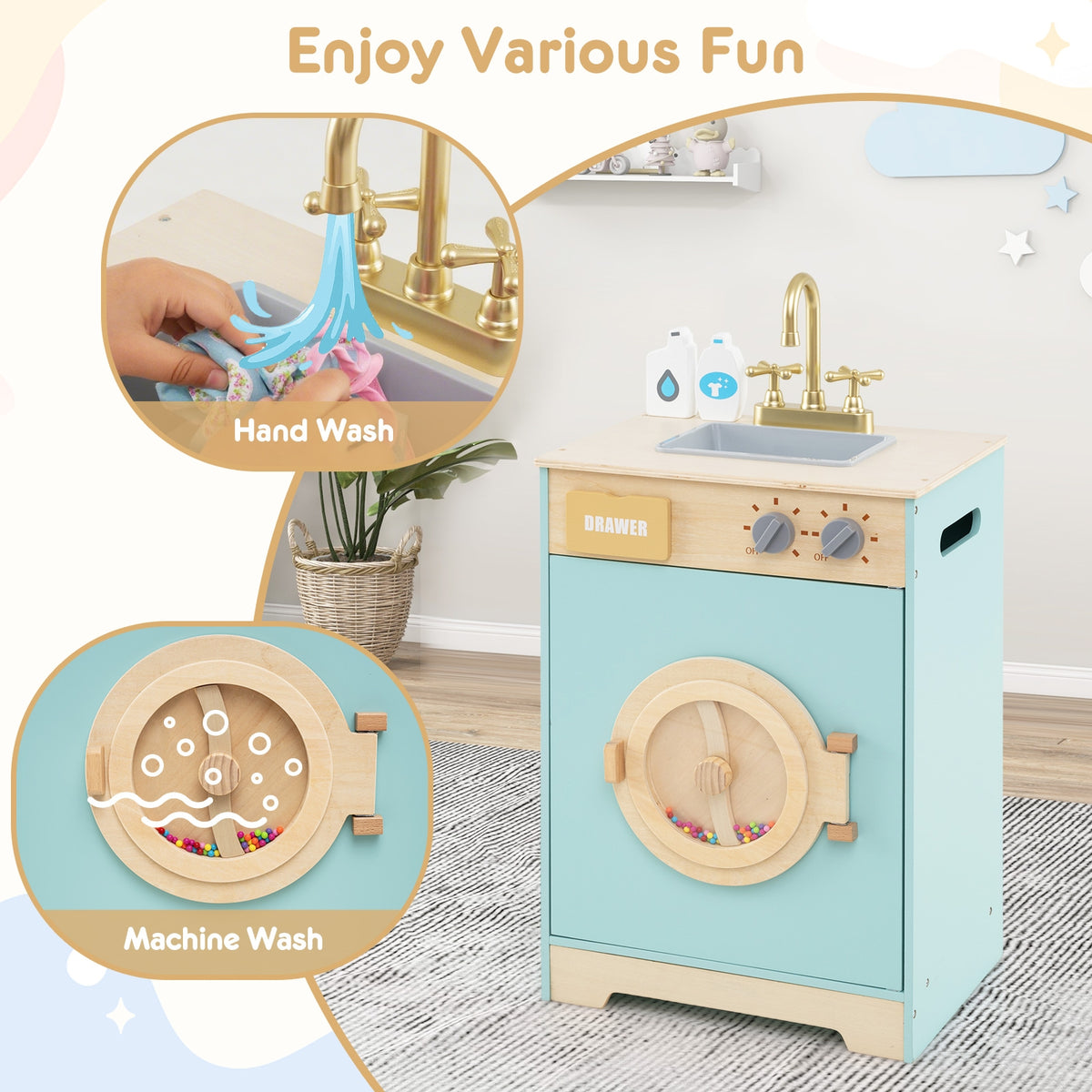 Kids Washer Playset Toy Washing Machine, Blue Pretend Toys at Gallery Canada