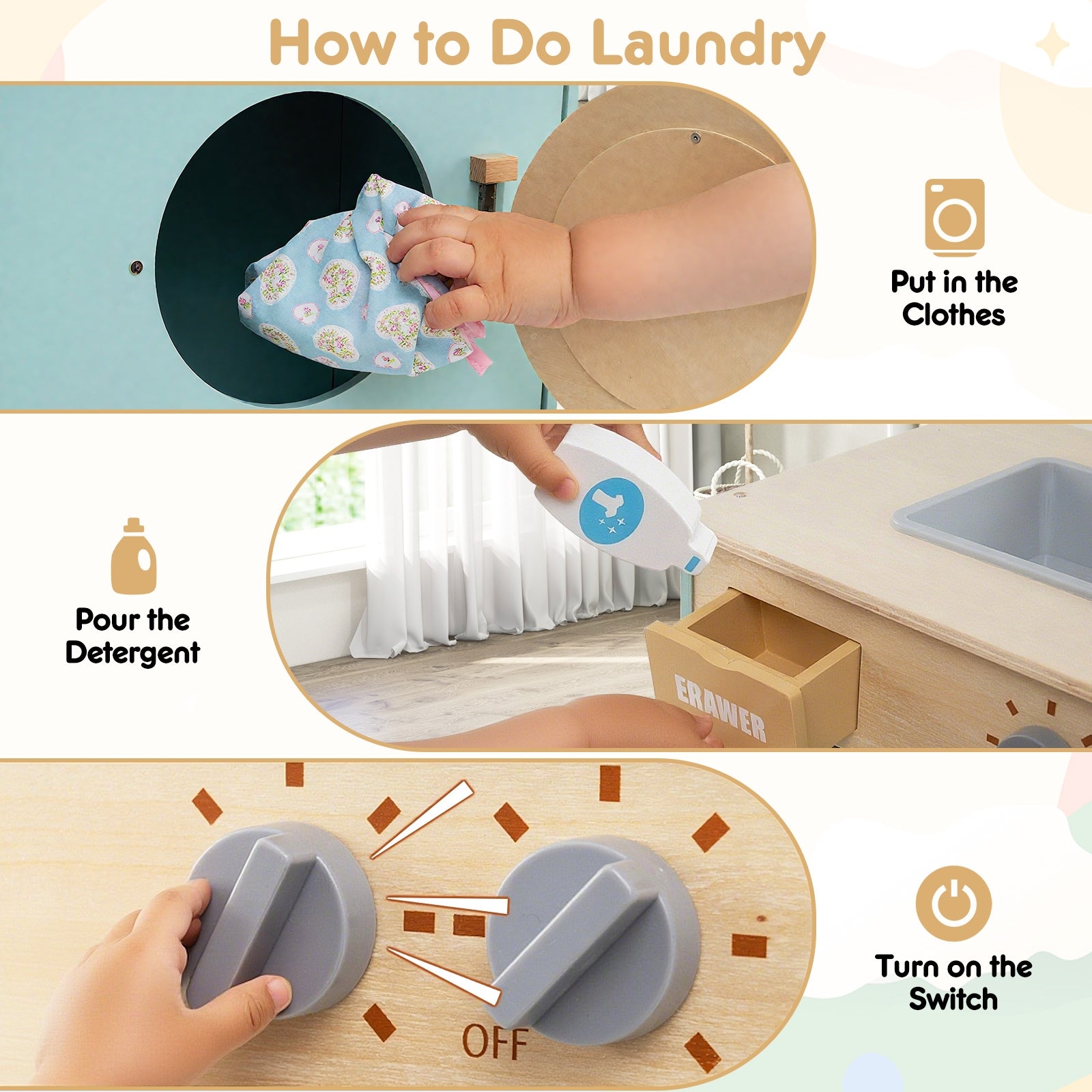 Kids Washer Playset Toy Washing Machine, Blue Pretend Toys at Gallery Canada