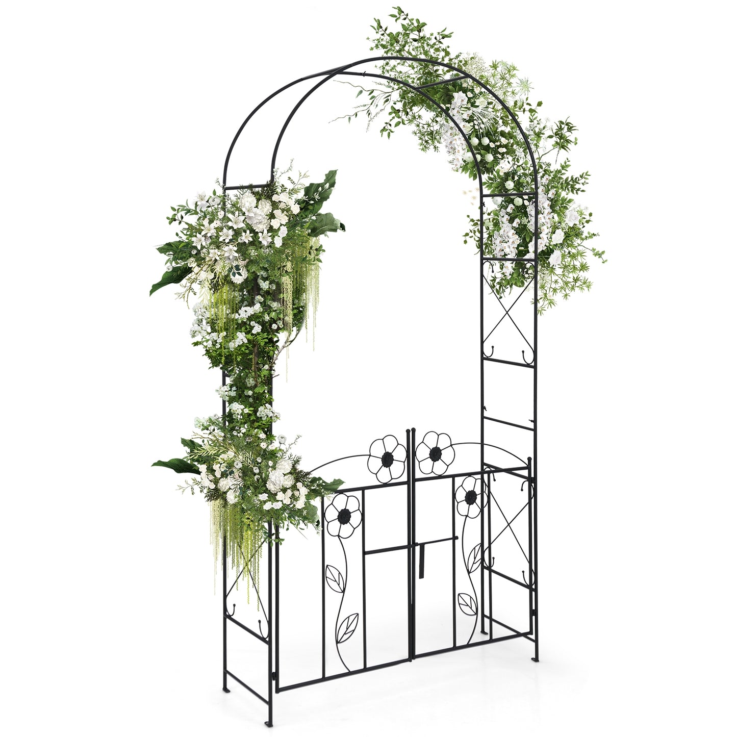 2 In 1 Garden Arbor With Door And Latch, Black Outdoor Decor Black at Gallery Canada