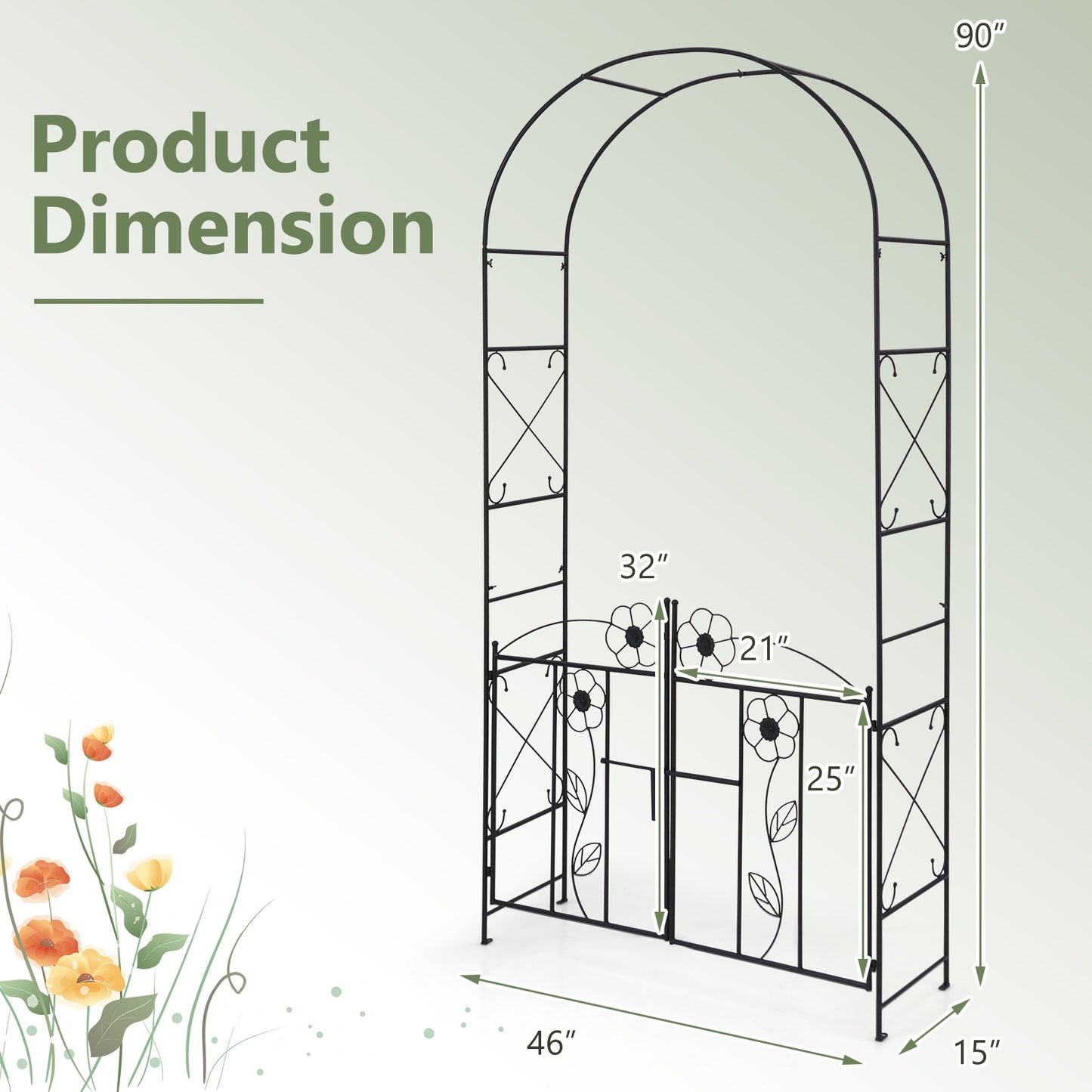 2 In 1 Garden Arbor With Door And Latch, Black Outdoor Decor at Gallery Canada