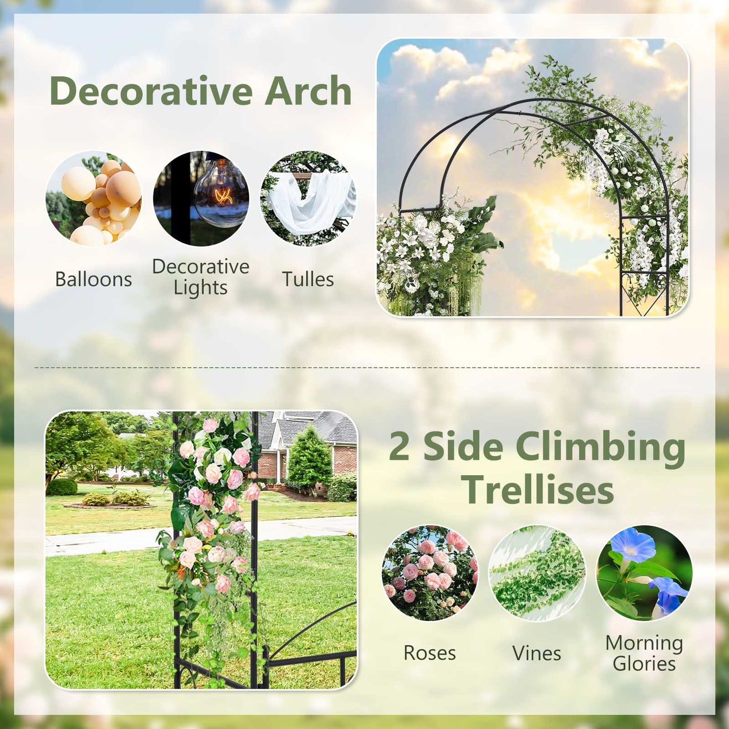 2 In 1 Garden Arbor With Door And Latch, Black Outdoor Decor at Gallery Canada