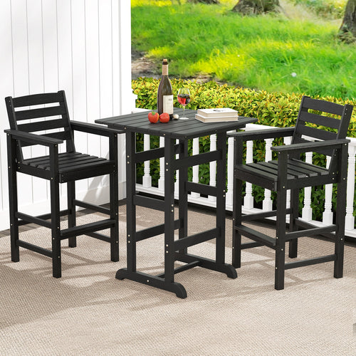 HDPE Adirondack Bar Chairs Set of 2, Black