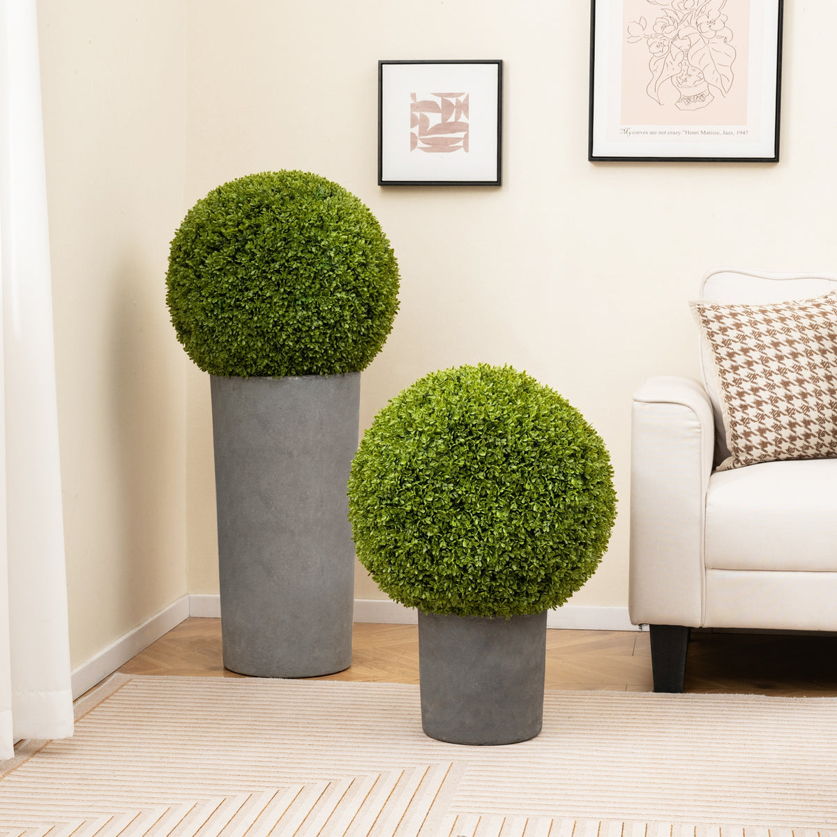 20 Inches Artificial Sun-Protective Topiary Spheres, 2 Pieces Faux Plants at Gallery Canada