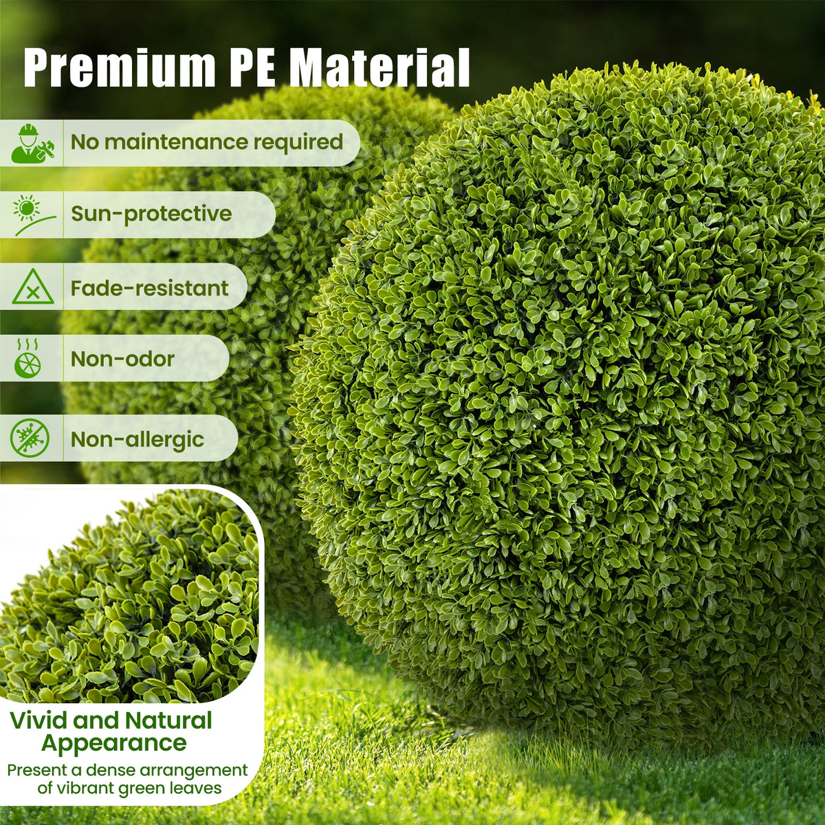 20 Inches Artificial Sun-Protective Topiary Spheres, 2 Pieces Faux Plants at Gallery Canada