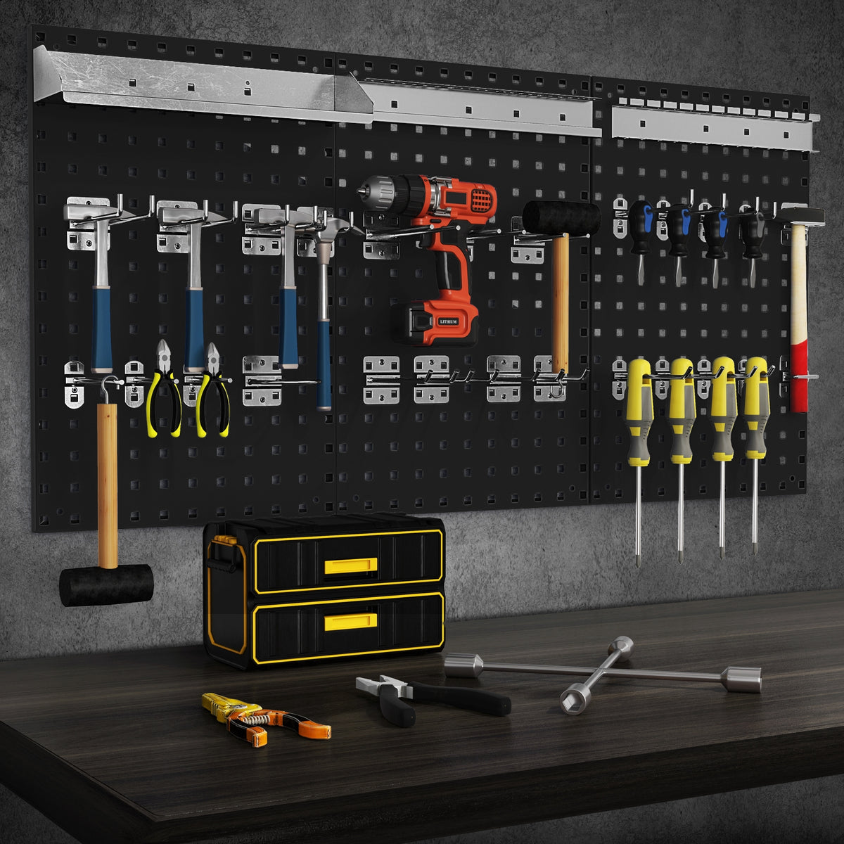 Wall Mounted Pegboard Kit, 3 Pegboards, Garage Workshop, Black Garages at Gallery Canada