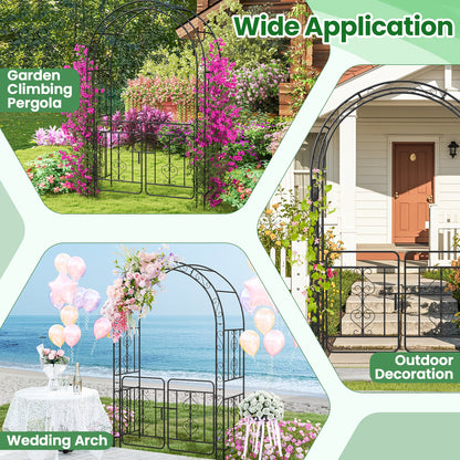 Garden Arbor With Gate, Multiple Side Crossbars, 4 Sharp Ground Stakes, Black Outdoor Decor at Gallery Canada