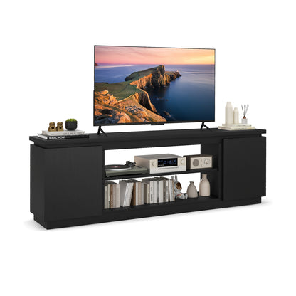 TV Cabinet With 3 Adjustable Shelves, Anti-Tipping Kits, 80 Inch, Black Entertainment Centers & TV Stands at Gallery Canada