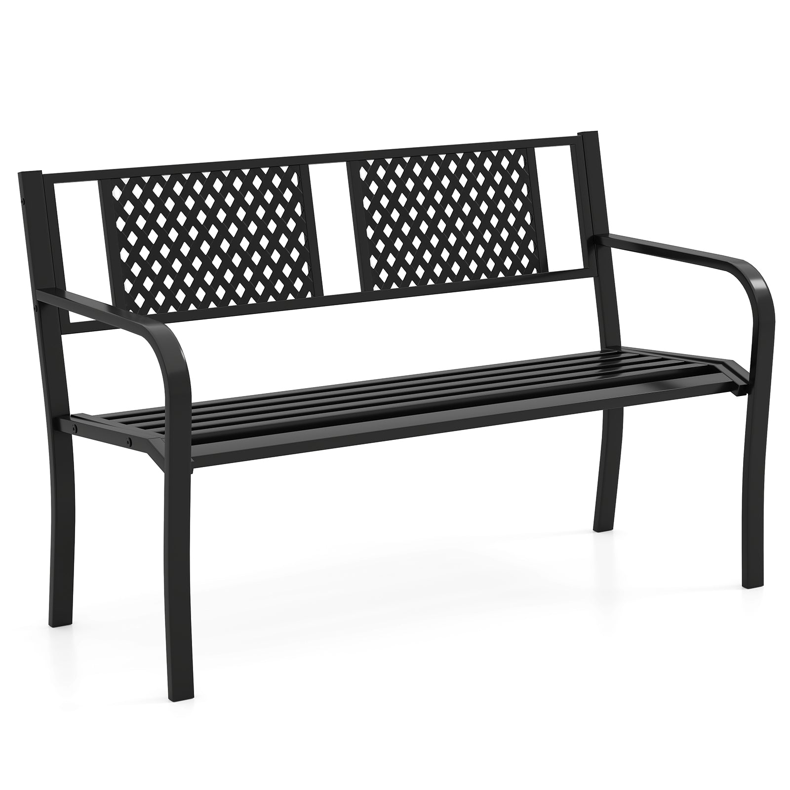 Outdoor Metal Loveseat Patio Bench, 2-3 Person, Black Outdoor Benches at Gallery Canada