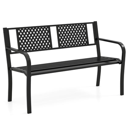 Outdoor Metal Loveseat Patio Bench, 2-3 Person, Black Outdoor Benches at Gallery Canada
