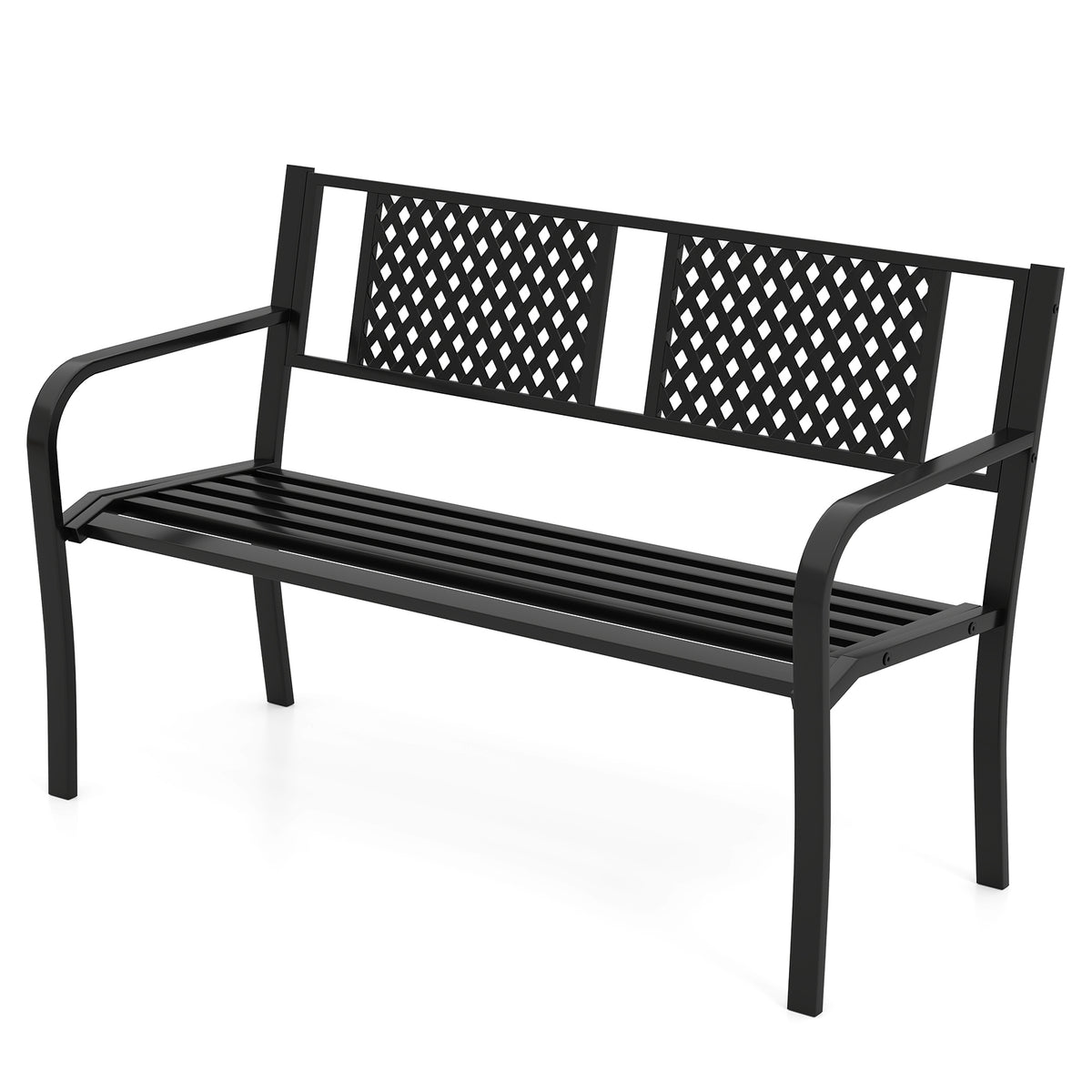 Outdoor Metal Loveseat Patio Bench, 2-3 Person, Black Outdoor Benches at Gallery Canada