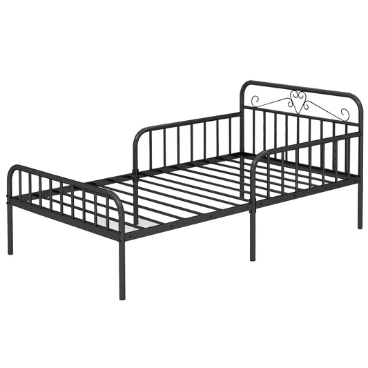 Twin Size Bed Frame, Headboard, Safety Guardrails, Black Simple Bed Frame Black at Gallery Canada