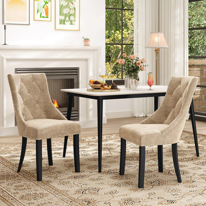 Tufted Wingback Upholstered Dining Chairs, Set of 2, Light Brown Dining Chairs at Gallery Canada